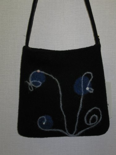 Huopalaukku "Sinikukka" musta suora malli